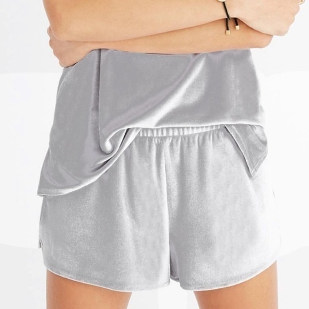 Madewell Velvet Shorts Silver | Grey XL